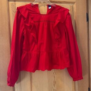 Old Navy Vibrant Red Ruffle Top